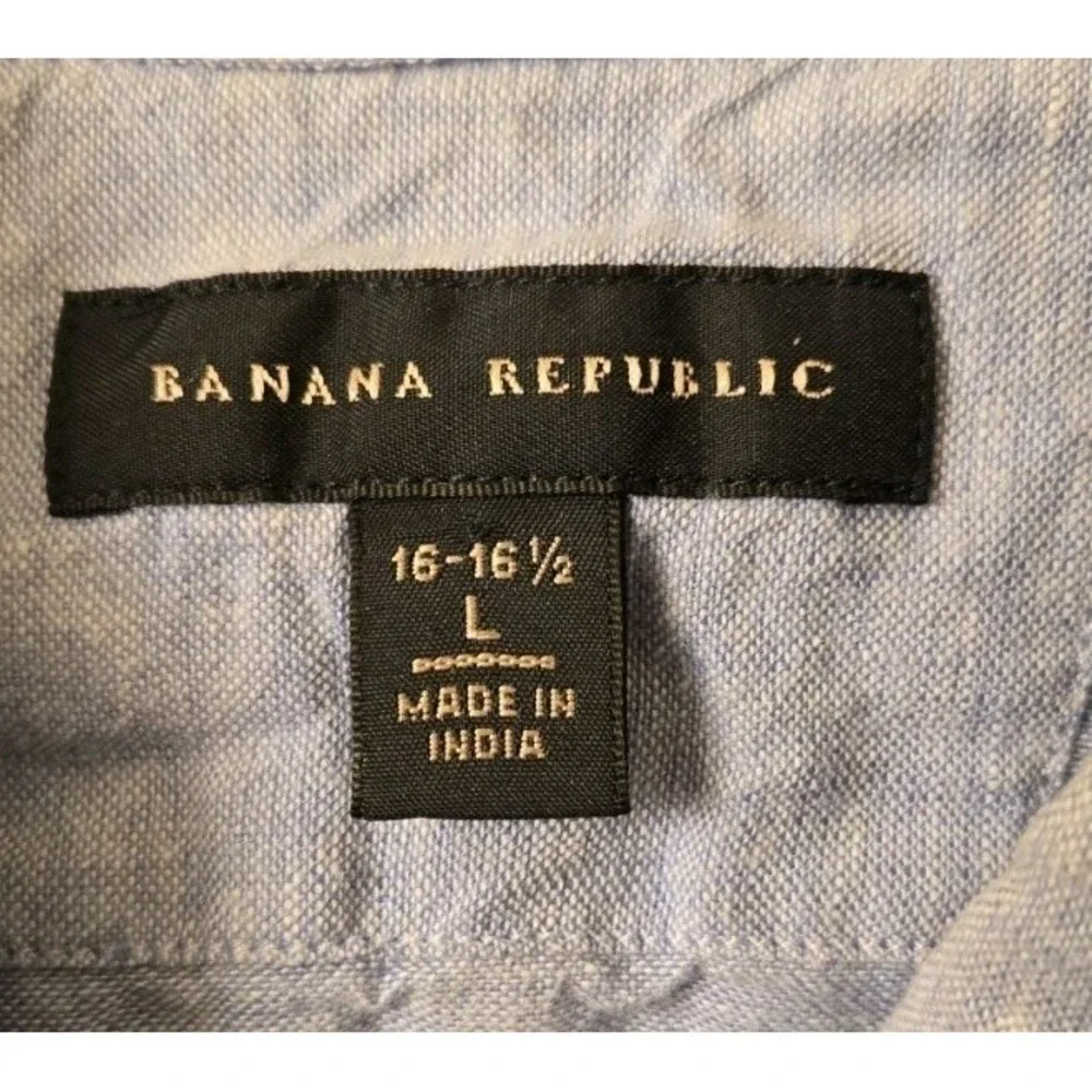 Banana Republic Mens Linen Blend‎ Button Up Shirt Sz Large 16/16.5 Preppy Career